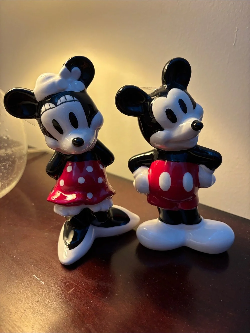Classic Ceramic Mickey Mouse and Minnie Mouse Salt and Pepper Shakers